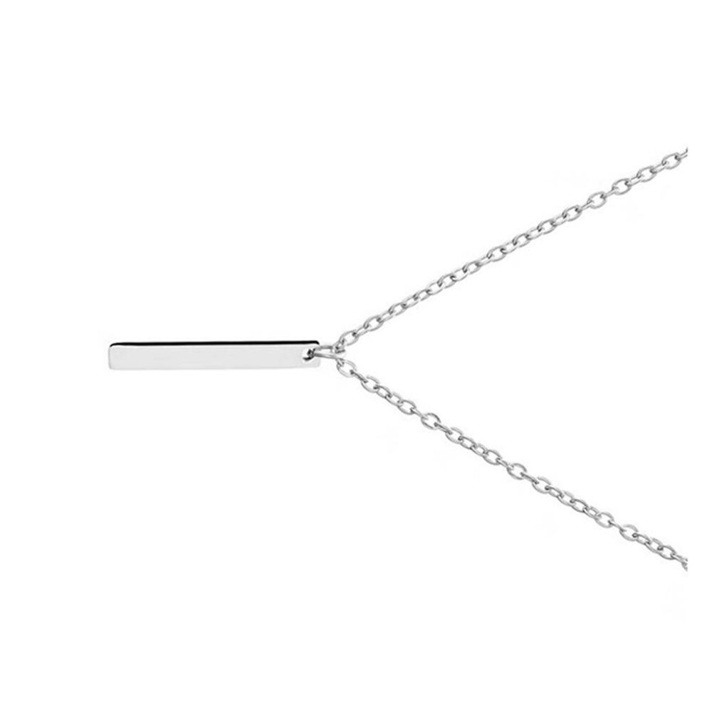 New Lariat Dainty Vertical Pendant Long Thin Chain Bar Y Drop Necklace Silver - Picture 9 of 15
